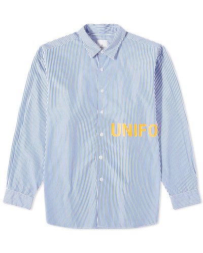 Uniform Experiment Logo Regular Check Shirt - Blue