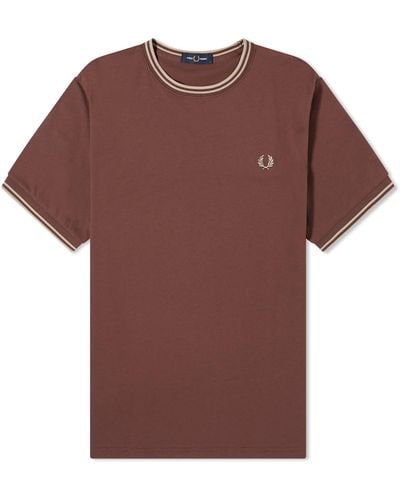 Fred Perry Twin Tipped T-Shirt - Brown