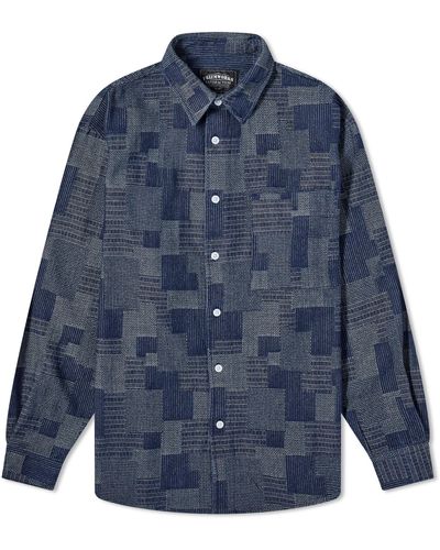 FRIZMWORKS Patchwork Denim Shirt - Blue