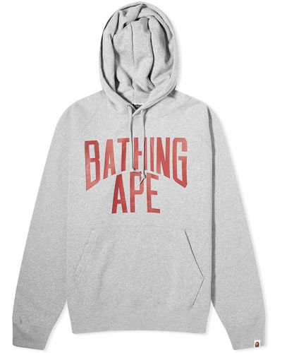 A Bathing Ape Nyc Logo Pullover Hoodie - Grey