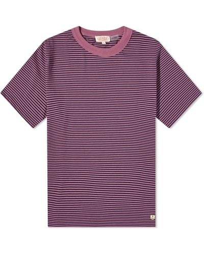 Armor Lux Fine Stripe T-Shirt - Purple