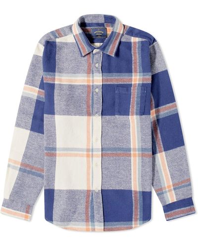 Portuguese Flannel Tape Check Shirt - Blue