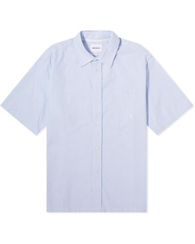 Norse Projects Ivan Oxford Monogram Shirt - Blue