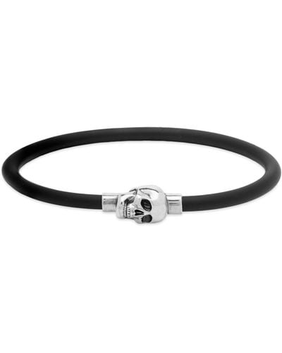 Alexander McQueen Rubber Cord Skull Bracelet - Metallic