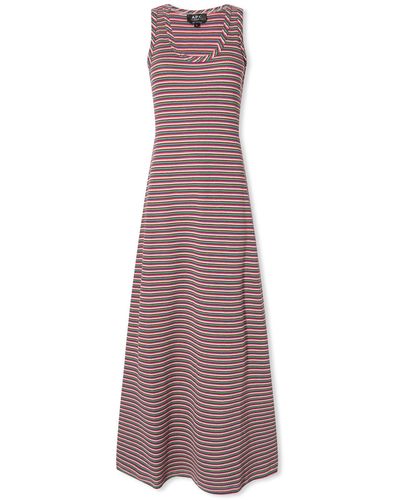 A.P.C. Shelly Striped Maxi Dress - Purple
