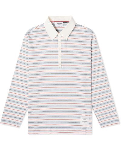 Thom Browne Striped Rugby Fit Polo Shirt - White
