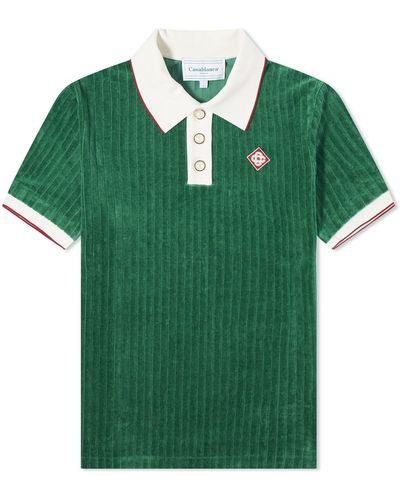 Casablancabrand Rib Velour Polo Shirt - Green