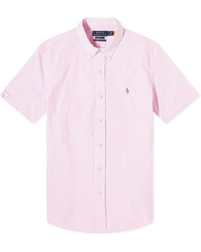Polo Ralph Lauren Stripe Seersucker Short Sleeve Shirt - Pink