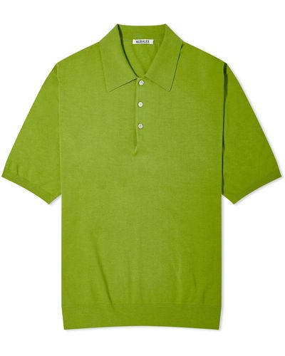 AURALEE Cotton Knit Polo Shirt - Green