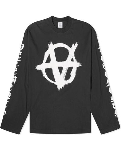 Vetements Double Anarchy Long Sleeve T-Shirt - Grey