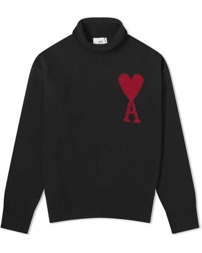 Ami Paris Ami Adc Funnel Knit Sweater - Black