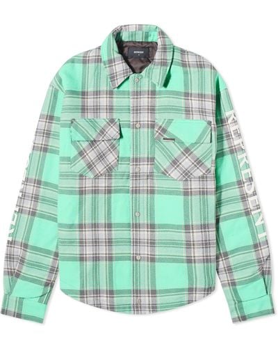 Represent Quilted Flannel Shirt Jacket - Green