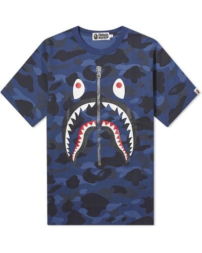 A Bathing Ape Colour Camo Shark T-Shirt - Blue