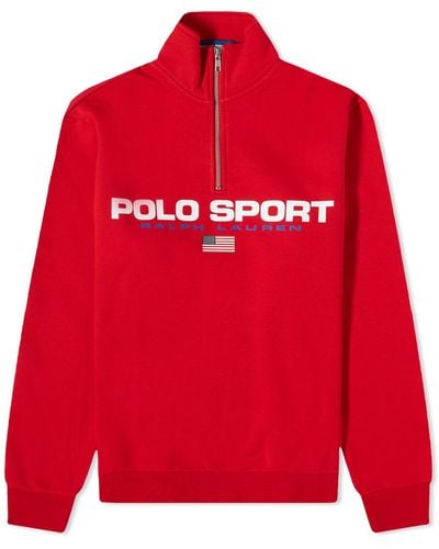 Polo Ralph Lauren Polo Sport Quarter Zip Sweat - Red