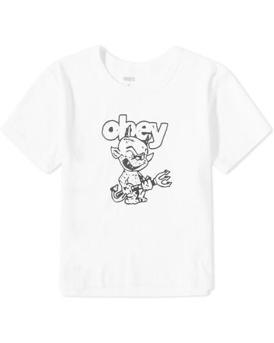 Obey Devil Logo T-Shirt - White
