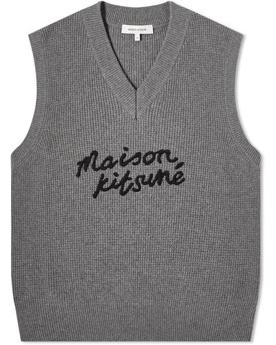 Maison Kitsuné Maison Kitsune Handwriting Logo Oversize Vest Dark Melange - Grey