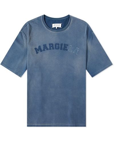 Maison Margiela Distressed University Logo T-Shirt - Blue