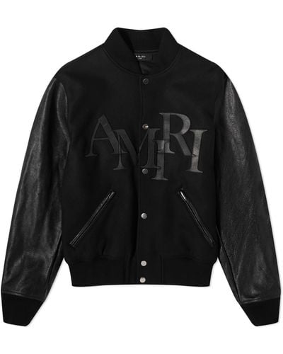 Amiri Staggered Logo Varsity Jacket - Black