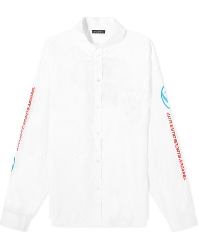 Balenciaga Logo Button Down Shirt - White