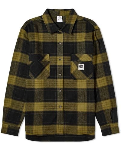 POLAR SKATE Mike Flannel Check Overshirt / Army - Multicolor