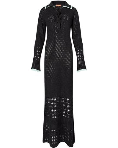 Kitri Delilah Black Mixed Crochet Knit Dress
