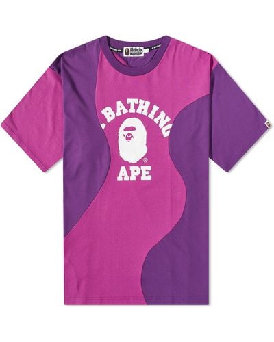 A Bathing Ape Cutting University Relaxed Fit T-Shirt - Purple