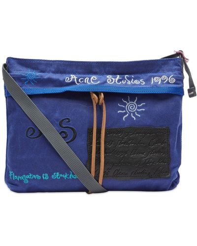 Acne Studios Andemer Embroidered Cross Body Bag - Blue