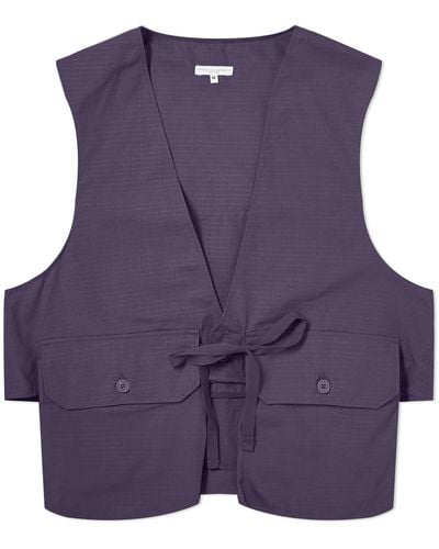 Engineered Garments Fowl Vest Dark Cotton Ripstop - Purple