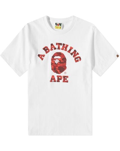 A Bathing Ape Colour Camo University T-Shirt - White