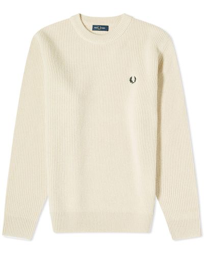 Fred Perry Textured Lambswool Sweater - White