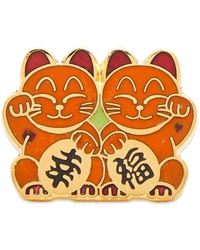 BEAMS Japan Lucky Cat Pin Badge - Orange