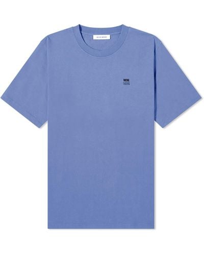 WOOD WOOD Bobby Double Logo T-Shirt - Blue