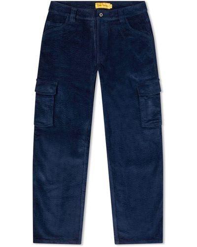 Dime Relaxed Cord Cargo Trousers - Blue