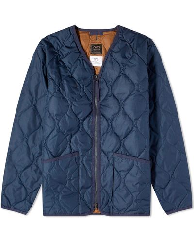 Taion Military Zip V-neck Down Jacket - Blue