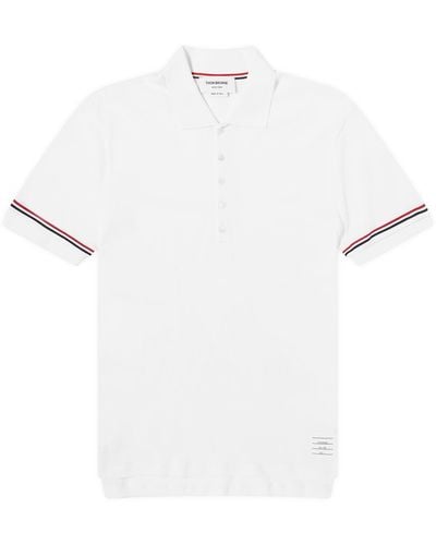 Thom Browne Lightweight Textured Cotton Polo Shirt - White