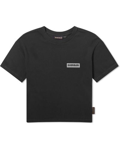 Napapijri Patch Logo Cropped T-Shirt - Black
