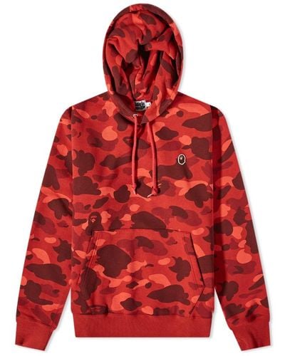 A Bathing Ape Colour Camo One Point Ape Head Pullover Hoody - Red