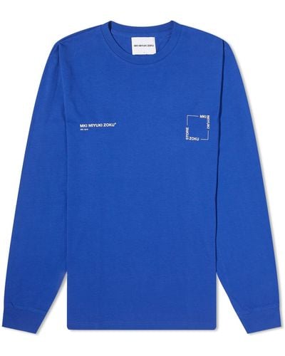 MKI Miyuki-Zoku Long Sleeve Square Logo T-Shirt - Blue