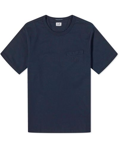 C.P. Company 30/2 Mercerized Jersey Twisted Pocket T-Shirt - Blue