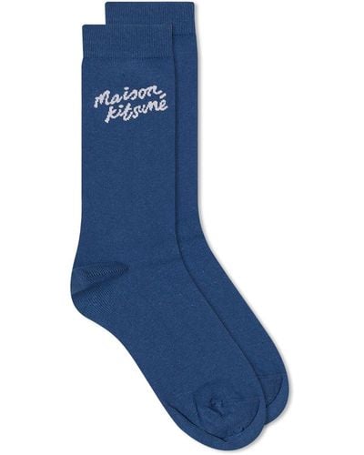 Maison Kitsuné Handwriting Socks - Blue