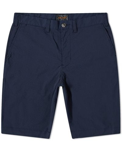 Beams Plus Ivy Seersucker Shorts - Blue