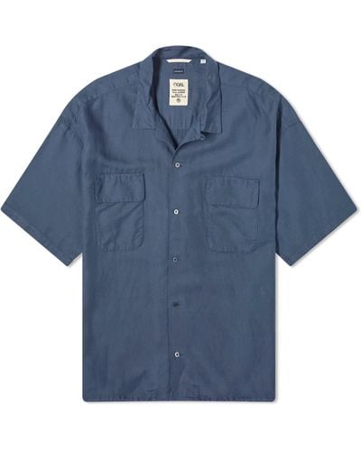 Nanamica Open Collar Cupra Hemp Shirt - Blue