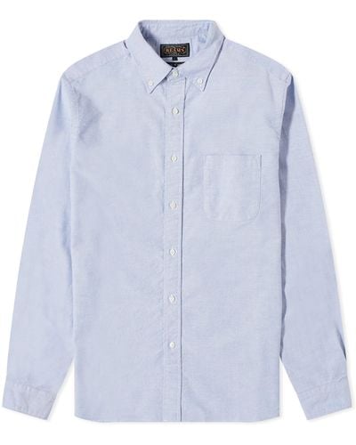 Beams Plus Button Down Oxford Shirt - Blue