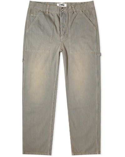 YMC Hickory Stripe Painter Trousers - Grey