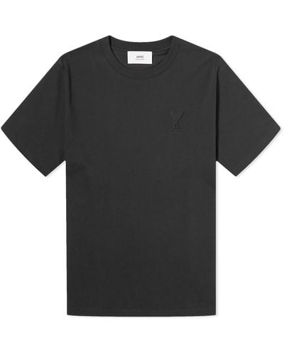 Ami Paris Embossed Heart T-Shirt - Black