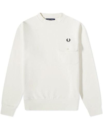 Fred Perry Button Down Pocket Sweat - White
