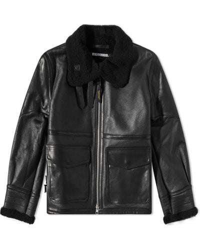 Neighborhood Mouton B-3 Leather Jacket - Black