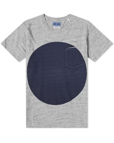 Blue Blue Japan Japan Big Circle Slub T-Shirt - Grey