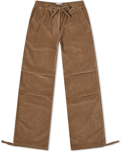 Ganni Washed Corduroy Drawstring Trousers - Brown