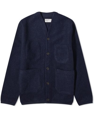 Universal Works Wool Fleece Cardigan - Blue